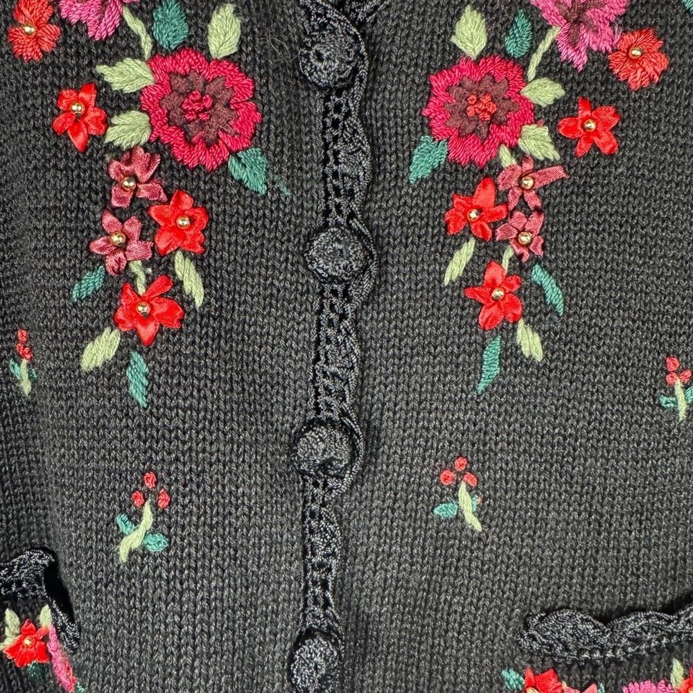 Erika Sweater Vest Embroidered Beaded Cottagecore Prairie Grannycore‎ Floral M - Picture 5 of 9